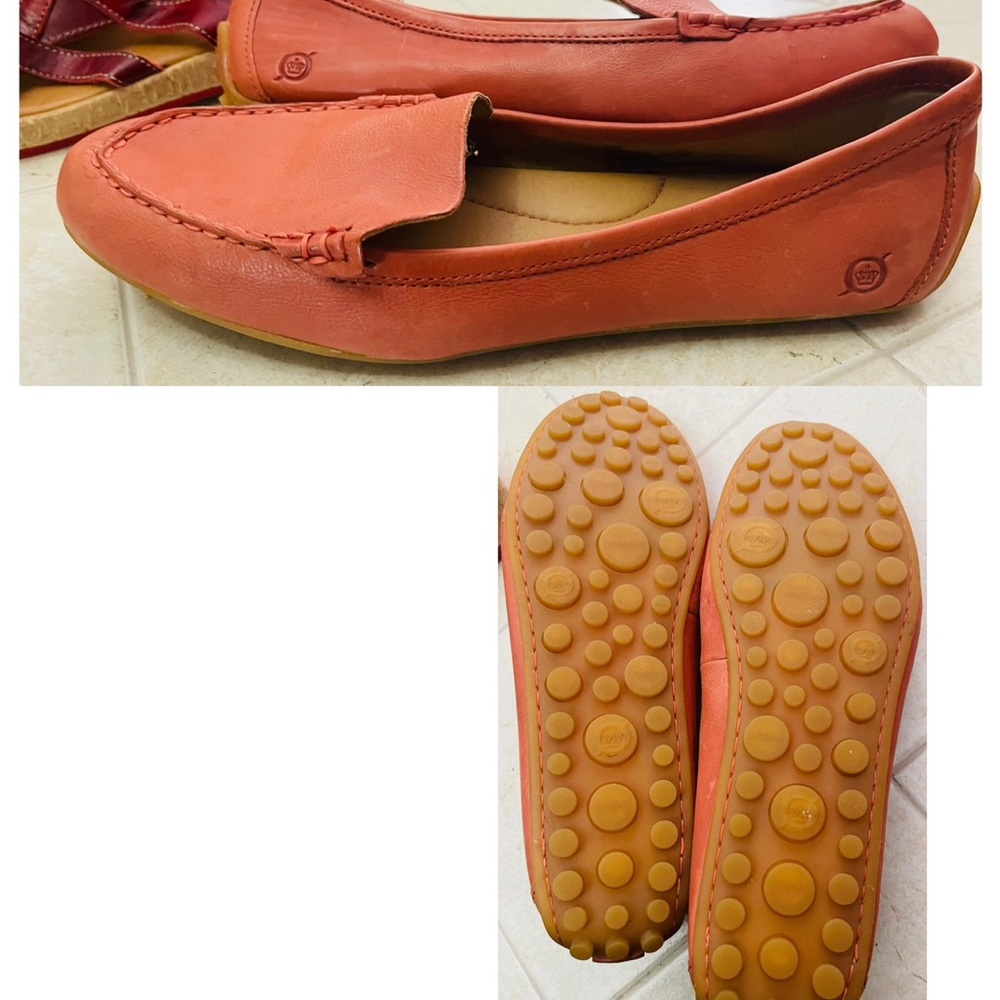 Born Women's coral leather Loafers size 10